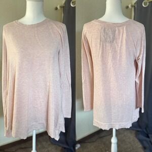 Cupio Blush Pink Marl Long Sleeve Tunic Handkerchief Hem Top‎ Large